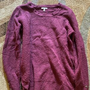 Maurices Textured Burgundy Crew Neck Sweater